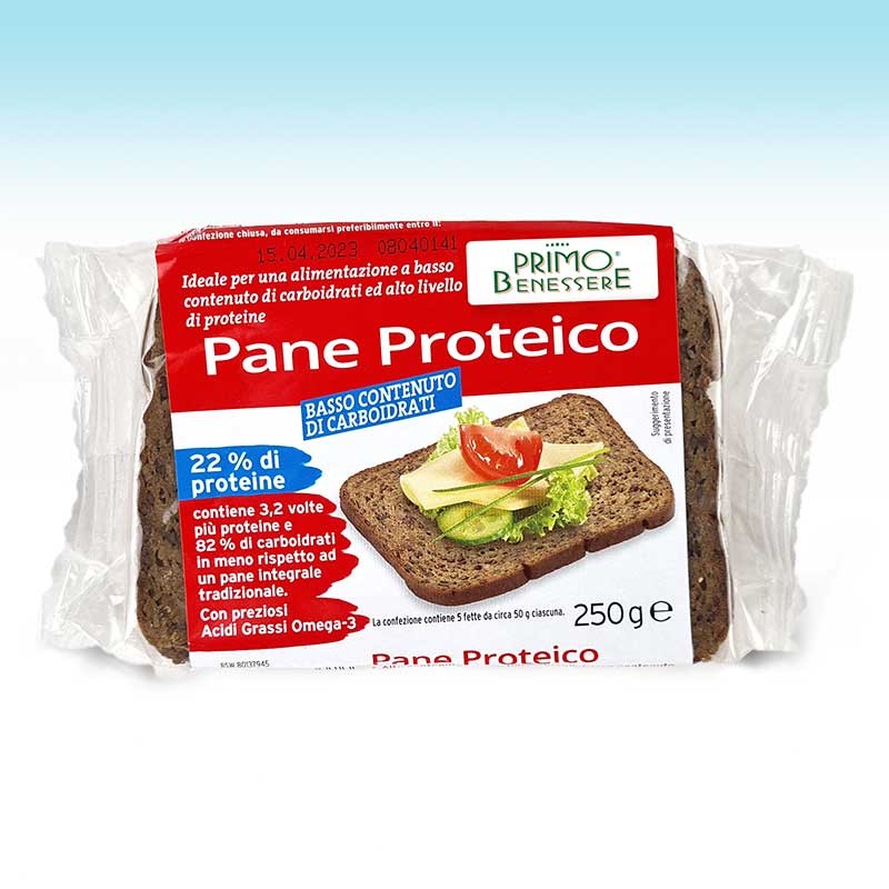 5 conf. Pane iperproteico 250g ( 5 fette di pane) senza zuccheri