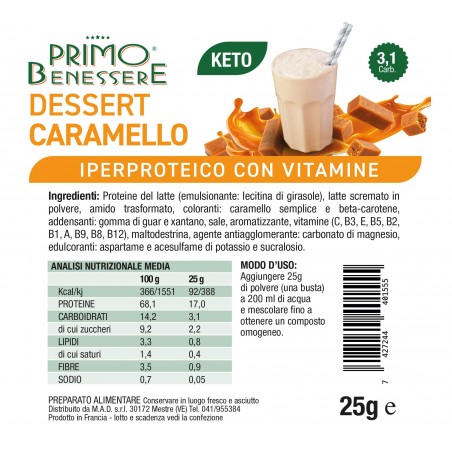 7 buste  Dessert caramello KETO 25g l'una